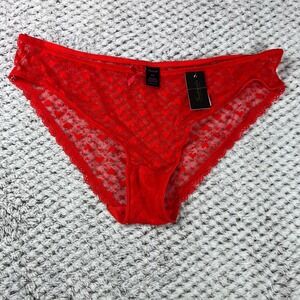 Fredericks of Hollywood Women's Red Heart Lace Bikini Panty Valentine Day 1X NWT